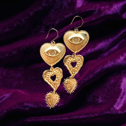 Triple Heart Eye Earrings Earrings Shop Dreamers of Dreams