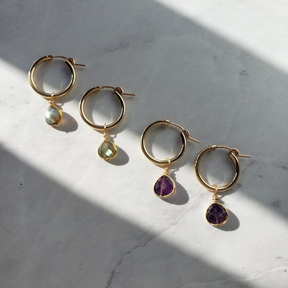 Amethyst Everyday Gold Hoops Earrings Shop Dreamers of Dreams