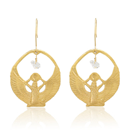 Brass Isis and Herkimer Earrings Earrings Shop Dreamers of Dreams