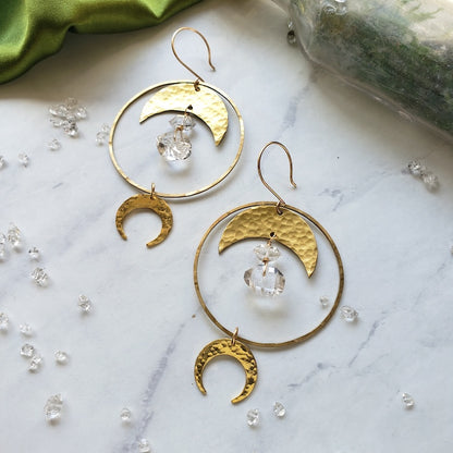 Halo Quartz Moon Hoops Earrings Shop Dreamers of Dreams