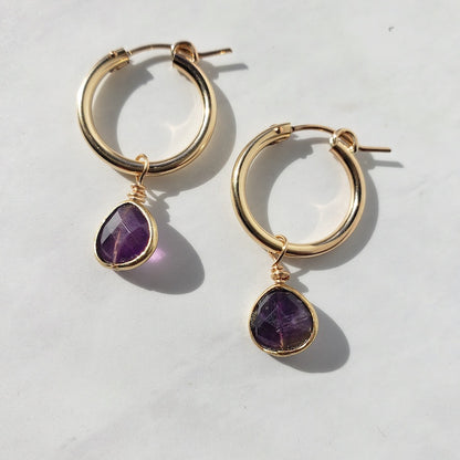 Amethyst Everyday Gold Hoops Earrings Shop Dreamers of Dreams