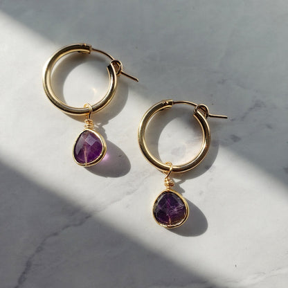 Amethyst Everyday Gold Hoops Earrings Shop Dreamers of Dreams