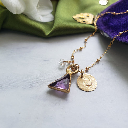 Amethyst Geometric Pendant Necklace Necklace Shop Dreamers of Dreams