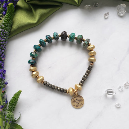 Chrysocolla + Pyrite Courage Bracelet Bracelet Shop Dreamers of Dreams