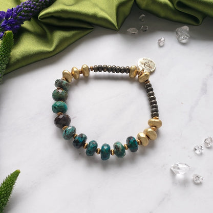 Chrysocolla + Pyrite Courage Bracelet Bracelet Shop Dreamers of Dreams