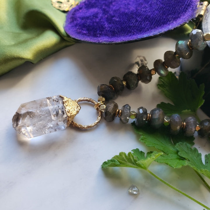 Queen Herkimer and Labradorite Necklace Necklace Shop Dreamers of Dreams