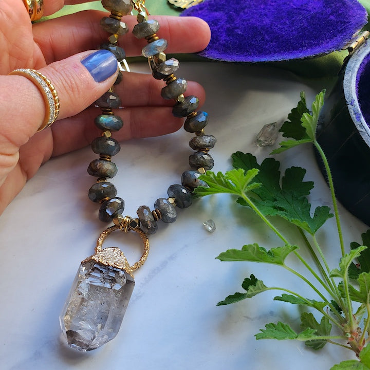 Queen Herkimer and Labradorite Necklace Necklace Shop Dreamers of Dreams