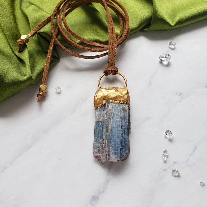 Large Raw Blue Kyanite Necklace Necklace Shop Dreamers of Dreams
