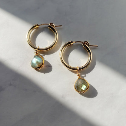 Labradorite Everyday Gold Hoops Earrings Shop Dreamers of Dreams