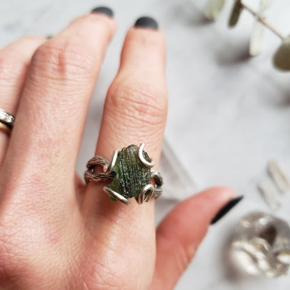 Moldavite Ring Adjustable Silver Moldavite Ring Shop Dreamers of Dreams