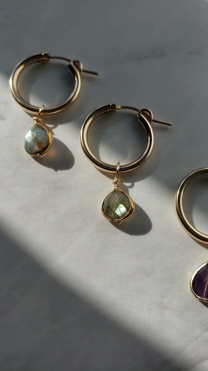 Amethyst Everyday Gold Hoops Earrings Shop Dreamers of Dreams