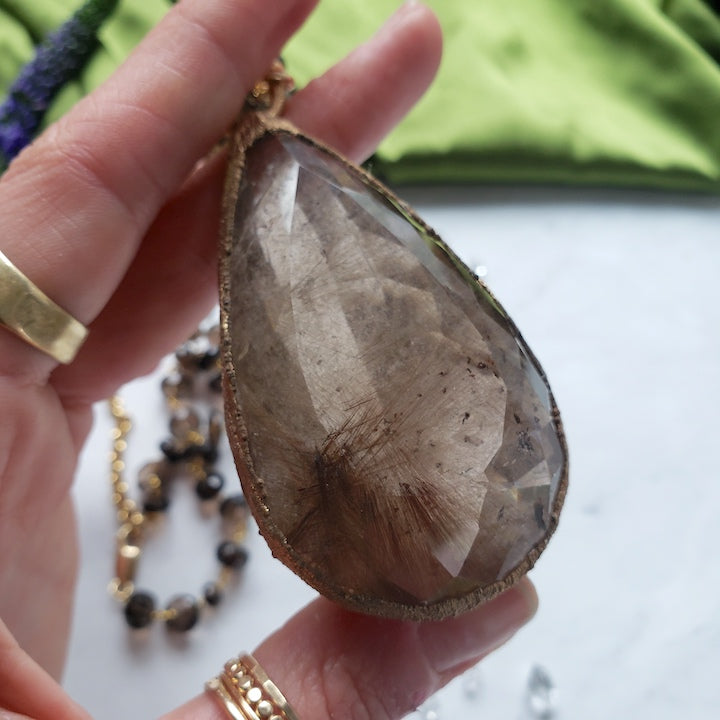 Smokey Rutilated Quartz Point Rosary Necklace Shop Dreamers of Dreams