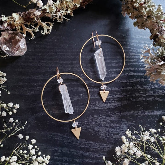 Herkimer and Quartz Hoop Earrings Earrings Shop Dreamers of Dreams