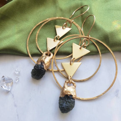 Moldavite Hoop Earrings Earrings Shop Dreamers of Dreams