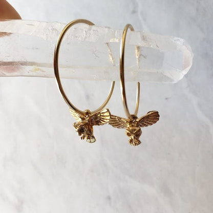 Owl Spirit Gold Hoops Earrings Shop Dreamers of Dreams