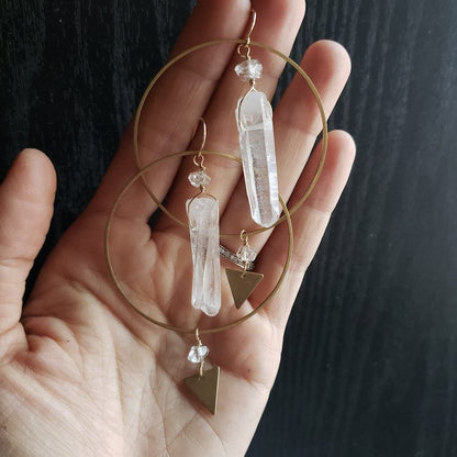 Herkimer and Quartz Hoop Earrings Earrings Shop Dreamers of Dreams